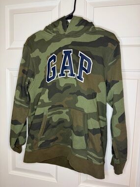 GAP Kids Olive & Dark Green Camo Pullover Hoodie XXL 14/16